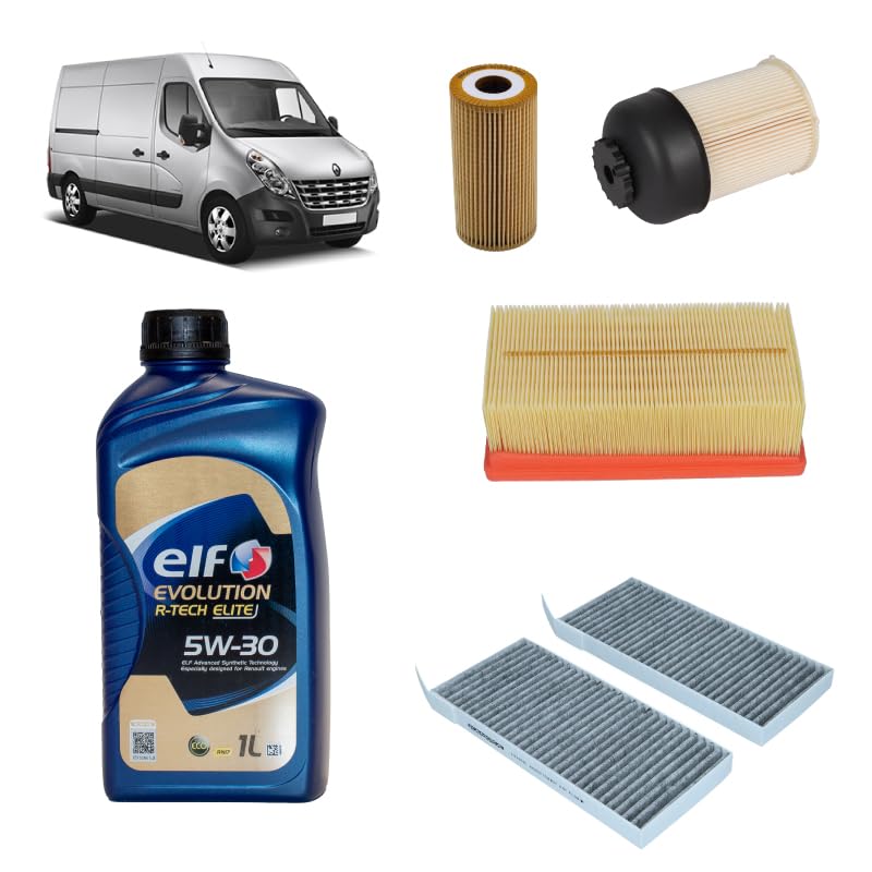 Kit tagliando 4 filtri + 8L olio 5W-30 Tech FE compatibile con Renault master iii 2.3 DCI 130 FWD Gasolio 2012-2016