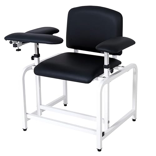 COOLWAVE Extra Thick Padded Phlebotomy Chair with Arms Black