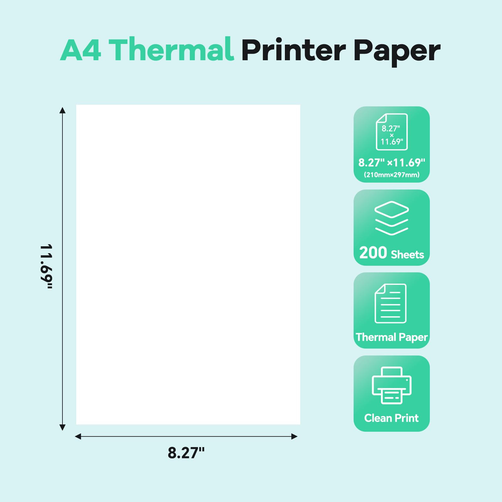 iDRPT 200 Sheets A4 Thermal Paper for Portable Printers Thermal Printing Paper 8.27"X11.69", 210x297mm - Image 2