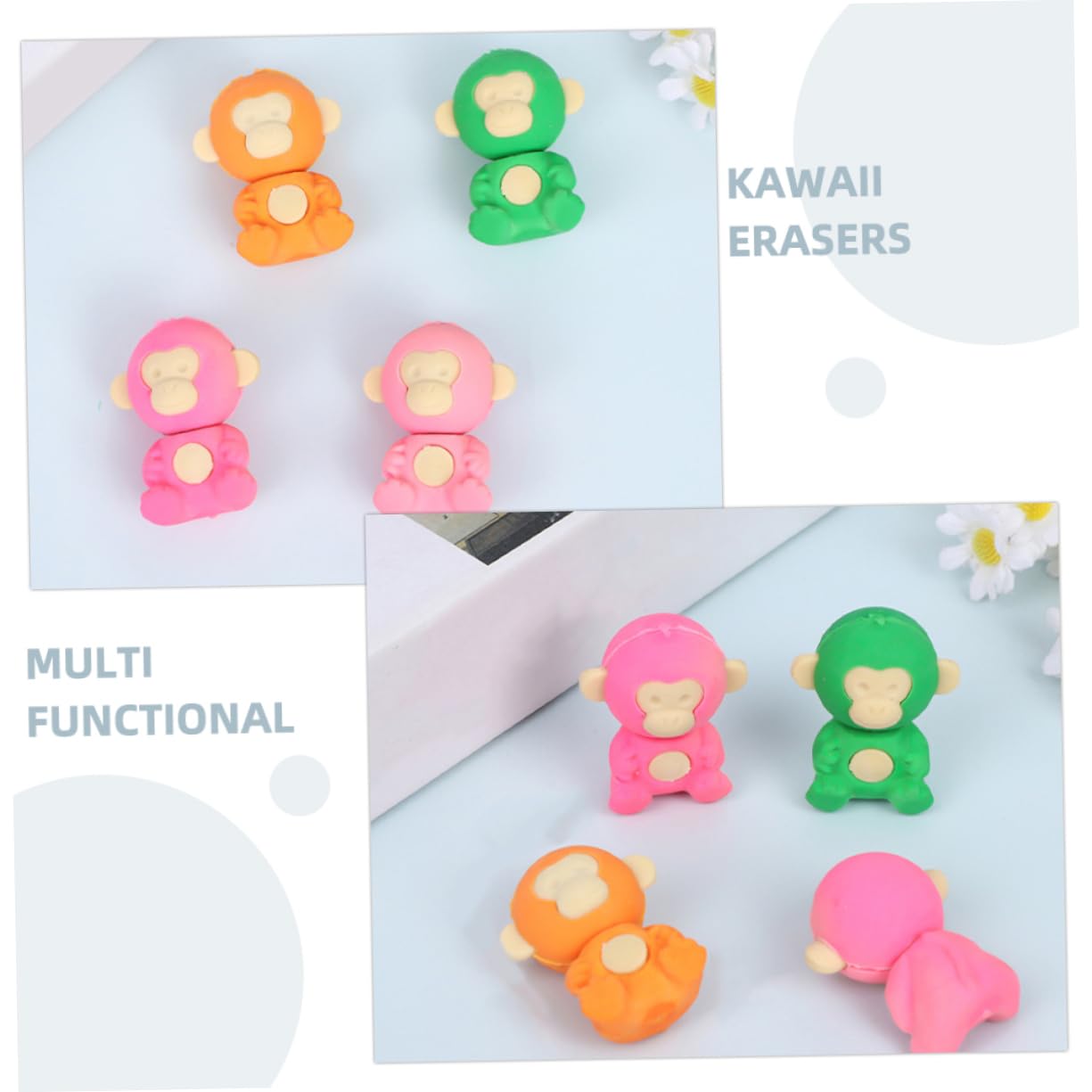 36 Pezzi Gomme da Cancellare a Forma di Scimmia in Tpr, Leggere e Portatili, Premi per Classe e Forniture per Festa Stile Casuale
