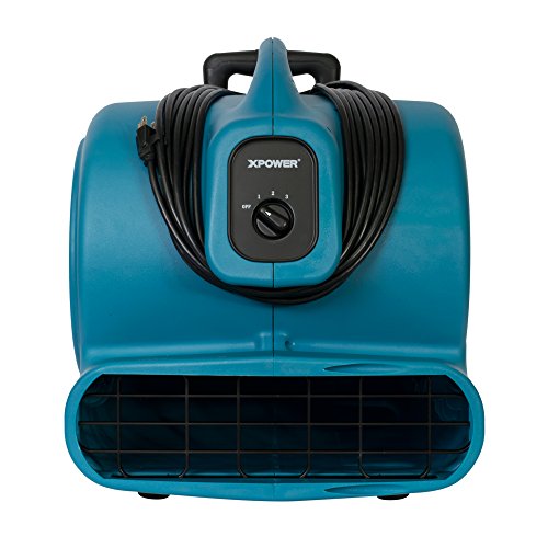 Image of XPOWER X-830H Pro 1 HP 3600 CFM Centrifugal Air Mover, Carpet Dryer, Floor Fan, Blower, Telescopic Handle and Wheels, for Water Damage Restoration, Janitorial, Plumbing, Home Use