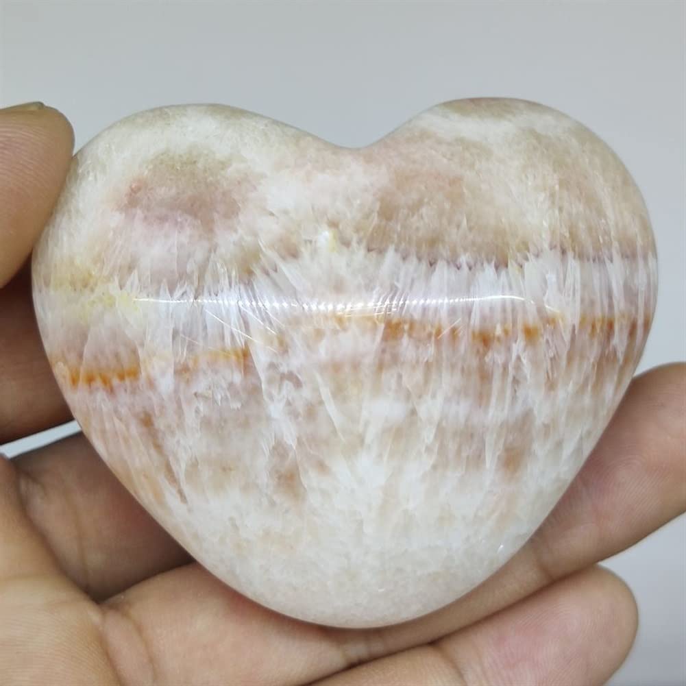 FFIME 200g Natural Tricolor Calcite Pork Stone Crystal Heart 1 pcs Beautiful Natural Crystal Stone Crystal