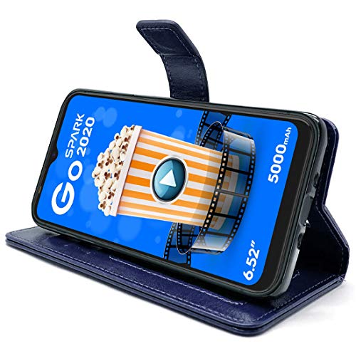 Image of Flip Cover Compatible with Tecno Spark Go (2020) | Premium Leather Finish | Inbuilt Pockets & Stand | Flip Cover Back Case for Tecno Spark Go (2020) (Blue)