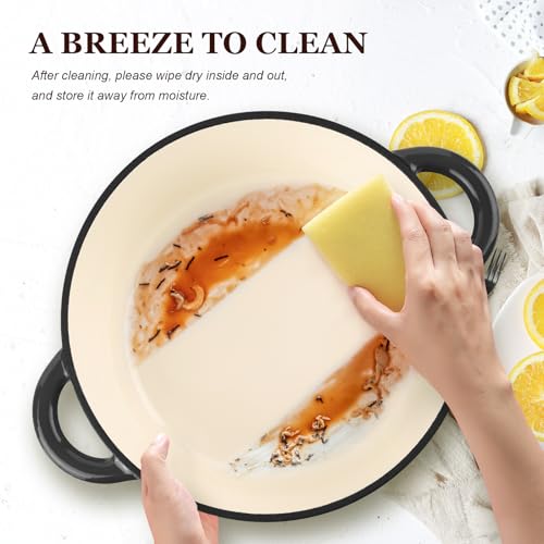 Image of Overmont Enameled Cast Iron Dutch Oven - 4.5QT Pot with Lid Cookbook & Cotton Potholders - Heavy-Duty Cookware for Braising, Stews, Roasting, Bread Baking GraphiteGray