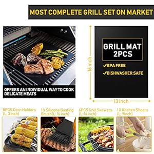 34Pcs Grill Accessories Grilling Gifts for Men, 16 Inches Heavy Duty BBQ Accessories, Stainless Steel Grill Tools with Thermometer, Grill Mats for Backyard, BBQ Set for Men Women 34Pcs Grill Accessories Grilling Gifts for Men 16 Inches Heavy Duty BBQ Accessories Stainless Steel Grill Tools with Thermometer Grill Mats for Backyard BBQ Set for Men Women