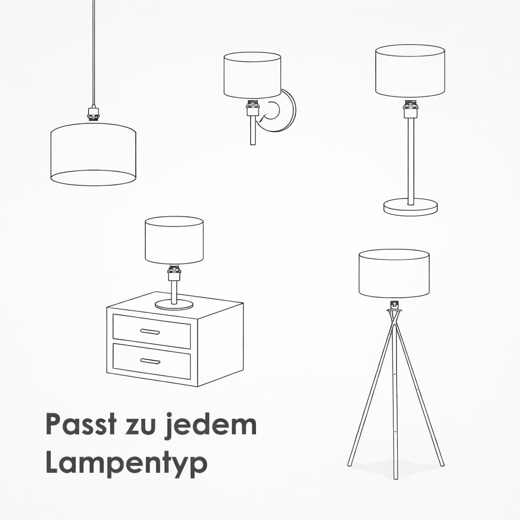 Cilinder Lampenkap, Gemaakt van Katoenen Stof, Handgemaakt Product, voor Tafellamp, Plafondlamp, Staande Lamp (Wit, Diameter 40 cm x Hoogte 30 cm