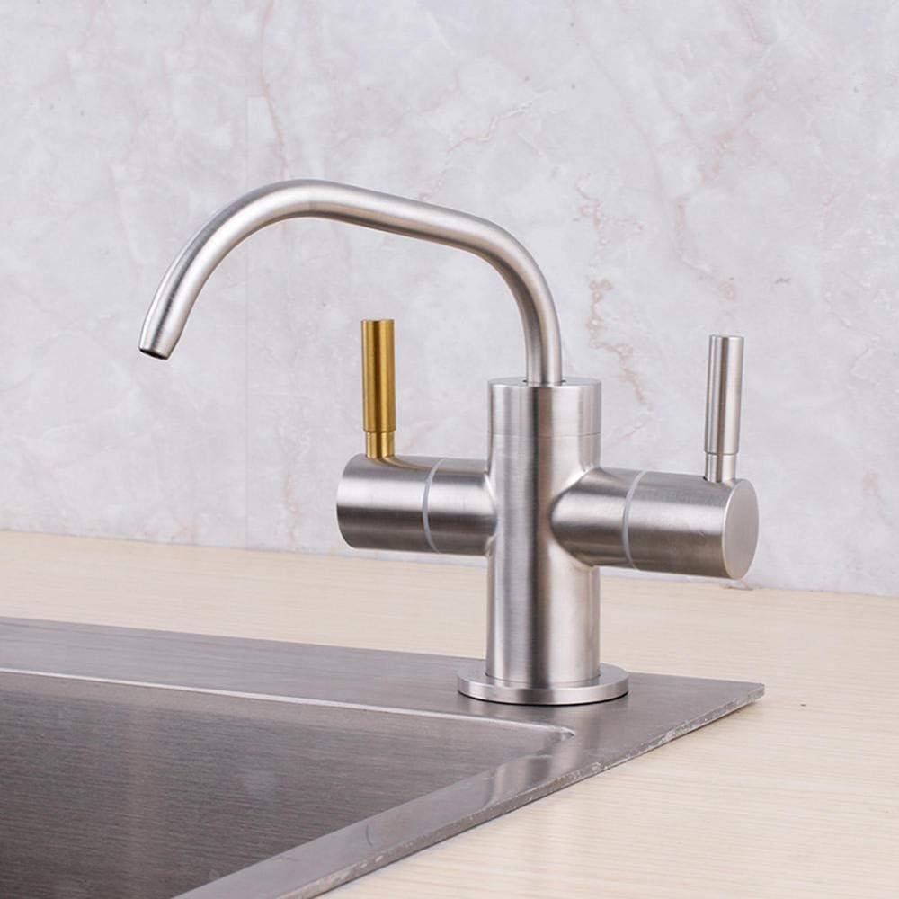WDSOPK Stainless Steel, Drinking Filter Faucet, Purified, Gooseneck, Household Double Handle, Pure Water