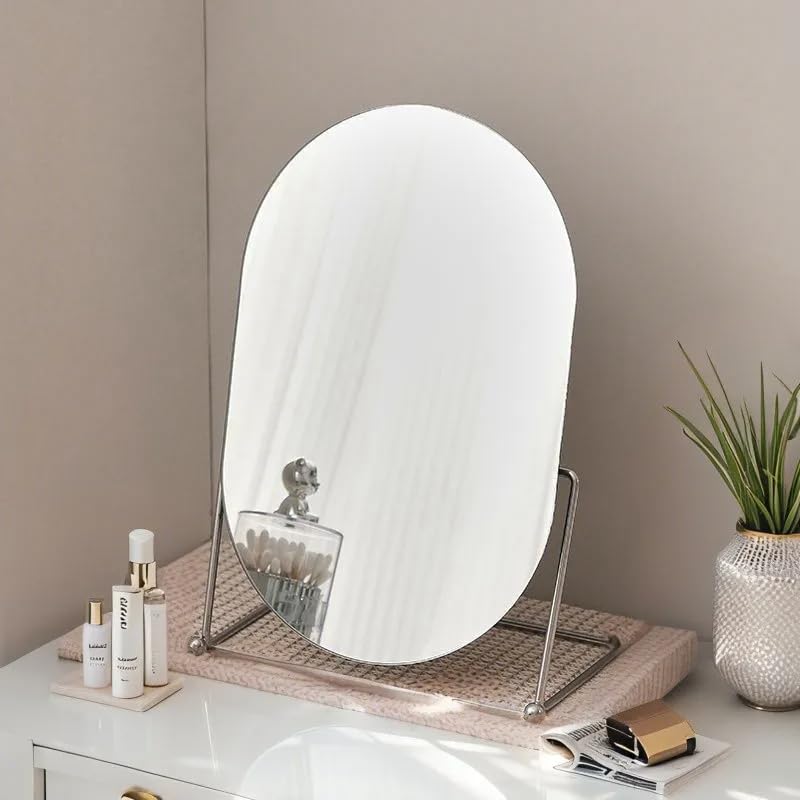 Espejo Ovalado de Mesa con Soporte Ajustable Plata miniatura 6