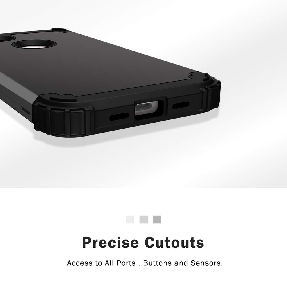 Phone Case for Google Pixel 3a XL Hard Cover Shockproof Soft Silicone Bumper Hybrid Three Layer Heavy Duty Protective Cell Accessories Pixel3aXL Pixle 3aXL A3 Pixel3a LX Cases Women Men Black