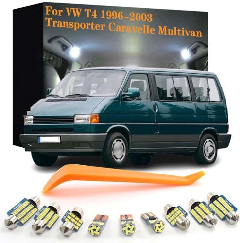 Genérico Kit de 6 Luces LED Interiores para Volkswagen VW T4 Transporter Caravelle Multivan 1996-2003, Accesorios para Coche, Bombilla.
