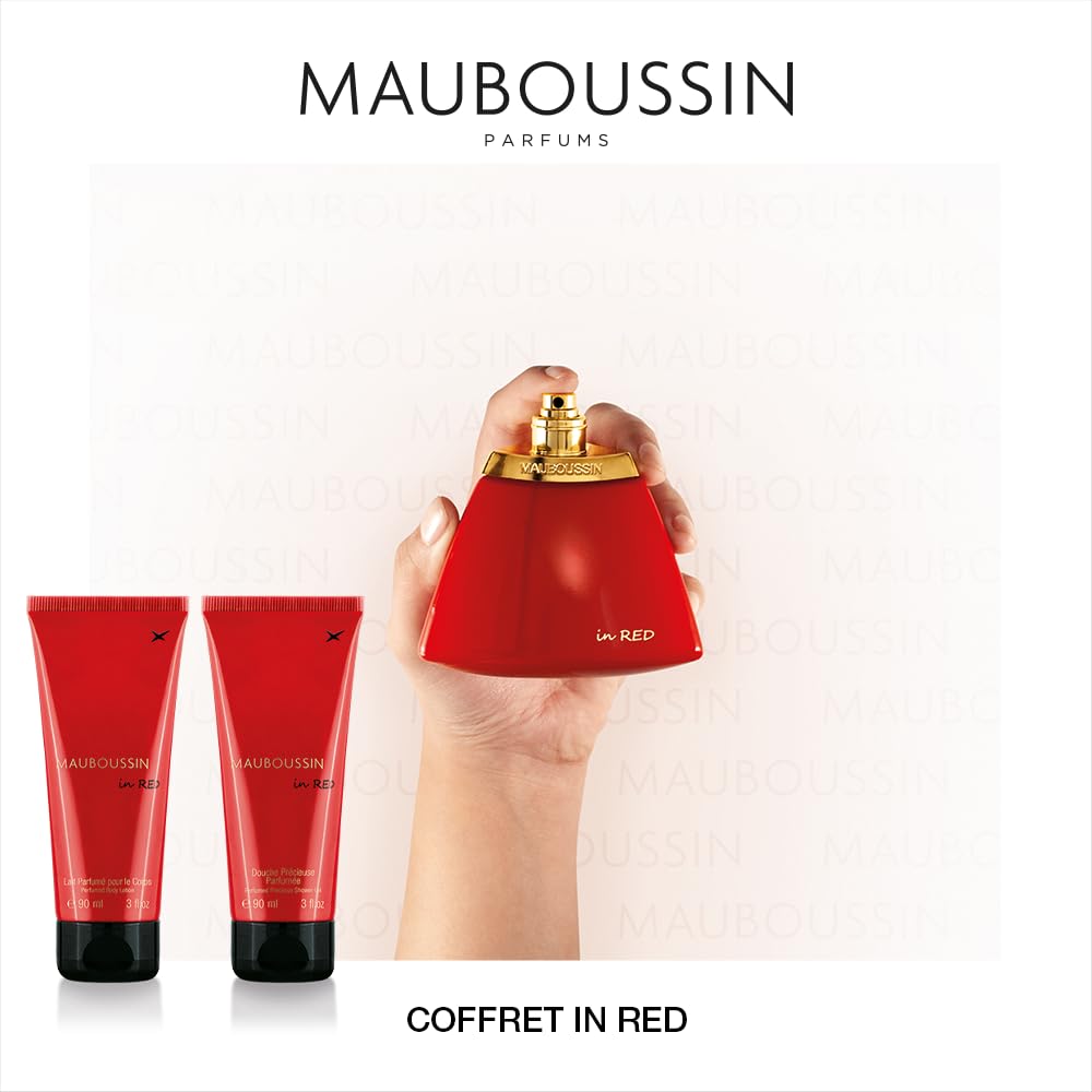 Mauboussin - Coffret In Red : Eau de Parfum 100ml, Gel Douche 90ml & Lait Corps 90ml