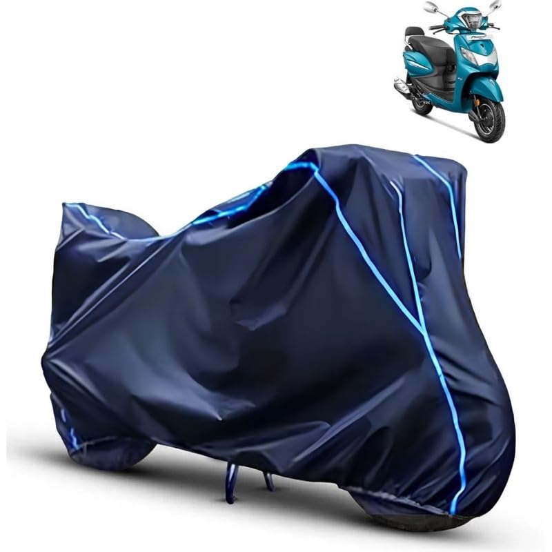 HUG PUPPY 100% Water Resistant Bike Cover for Hero Pleasure + Xtec Rain Sun UV Dust Proof Protection Bike Body Cover Bikes with Aqua Pipping (Blue Colour)