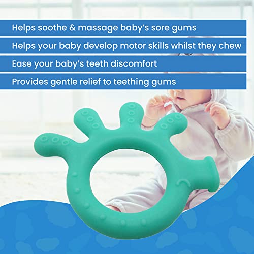 Image of Gadgetime USA Silicone Finger Teether Toy - Handheld Teething Relief for Girls & Boys - Chew Toy - Stimulating & Soft Soothing Chew Toys - BPA Free - Green