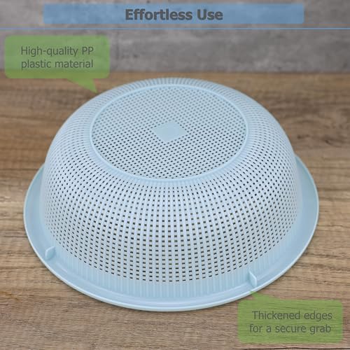 Image of EIKS 3 Pack Plastic Colander Baskets Mesh Sieve, 10-inch Diameter