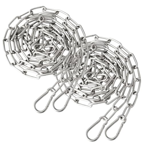 OnIUeZky 2pcs Edelstahlkette für Geflügeltrinker -Feeder 2M Hanging -Kette mit 4 Haken Hochleistungskette für Hühnerfuttermittel Vogelfutterhäuschen Hähnchen -Zubehör Laden 80 kg