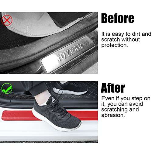 Pincuttee Car Door Edge Guards 4Pc,Carbon Fiber Car Door Edge Guards,Door Entry Guard Stickers For Car Scratch,Protective Covers For Car Door Step(Red,4Pc) #TOP2