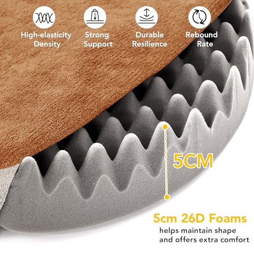 Deconovo Hundebett Flauschig Rund orthopädisches Hundekissen für mittelgroße Hunde Donut Kissen Ø 61 cm Hundekorb Waschbar Hundematte Rund Katzenbett abnehmbar, 61x61x15cm, Karamell