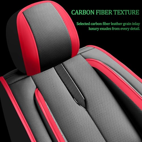 Image of Fit Outback Car Seat Covers for Subaru Outback 2010-2024 2025 2026 -Upgraded Premium Waterproof & Breathable Leather,Airbag Compatible,All-Weather Seat Cushion Protector,Full Set,Black-Red