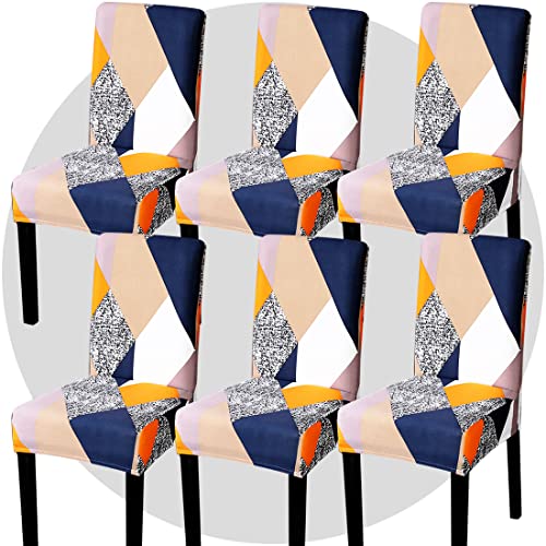 TOMMO Dining Room Chair Covers Set of 6, Stretch Removable Washable Spandex Dining Chair Slipcovers Protectors
