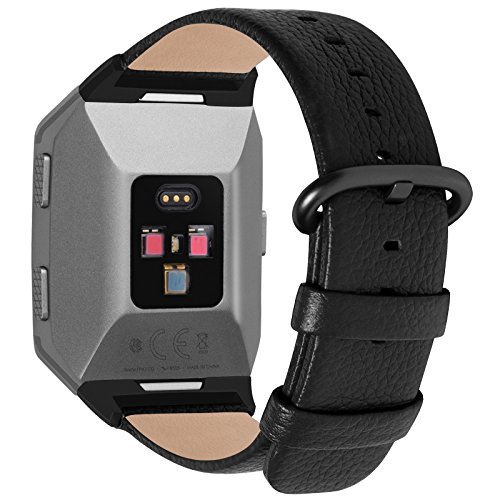 Fullmosa - Correa de piel compatible con FitBand Ionic - FitBand-035, Negro