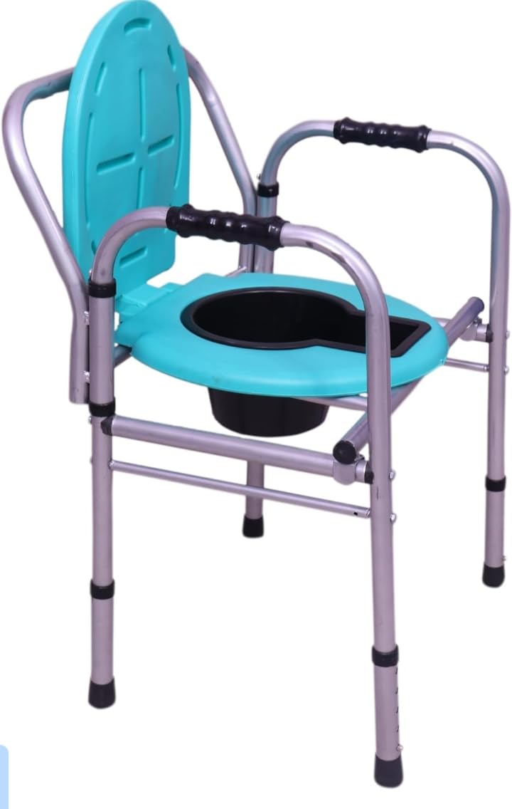 Commode Chair Heavy Duty 2-in-1 Walker Frame with Commode (150 kg Capacity) - Foldable, Anti-Slip, Ergonomic Hand Grips-image-2