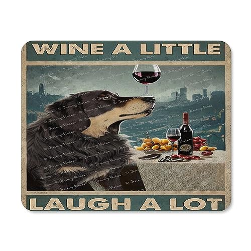 Tappetino per mouse con cane, personalizzato, base in gomma antiscivolo, tappetino per mouse per computer, vino a little laugh a lot, regalo per Natale 20 x 25 cm Tappetino per mouse con cane, personalizzato, base in gomma antiscivolo, tappetino per mouse per computer, vino a little laugh a lot, regalo per Natale 20 x 25 cm