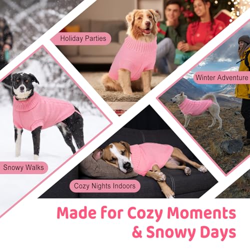 Image of Cozy Stretch Dog Turtleneck Sweater -Soft Warm Dog Knit Sweaters for Boy Girl Pets, Christmas Sweater Pullover for Small Medium Large Pup Winter Outfit,Pink XXL