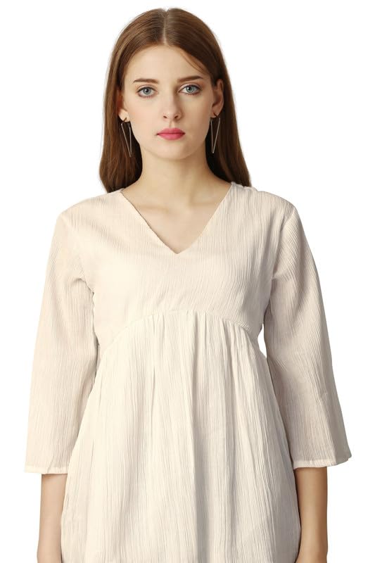 Image of FRENCH CROWN Woman Antique Beige Premium Cotton Dress