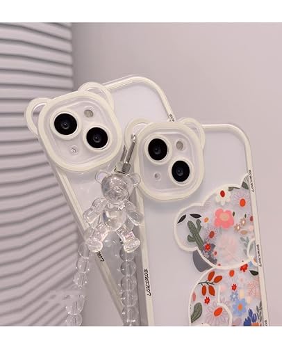 Demeiya Compatible With Iphone 12 Pro Max Case,Transparent Cute Floral Bear Pattern Lens Protection Keychain Design For Women Girls Fashion Soft Tpu Rubber For Iphone 12 Pro Max #TOP4