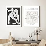 BPJSTU Picasso Abstrakte Gemälde Kunstdrucke Schwarz Weiß Minimalistisches Poster Galerie Wandkunst Leinwandbild Zimmer Heimdekoration (40x60cm/2PCS Rahmenlos)