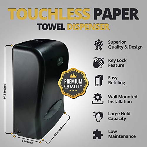 Touchless Paper Towel Dispenser by Oasis Creations  - Wall Mount - Hold 500 Multifold Paper Towels - Black Smoke - Thumbnail 3