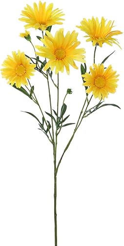 Tallo de margarita Aster de seda de 28 pulgadas, amarillo (paquete de 12)