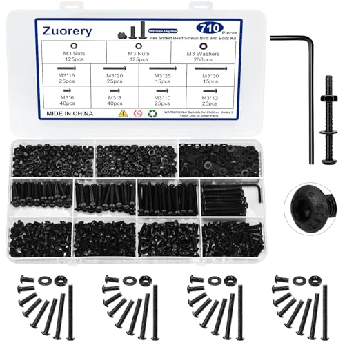 710PCS M3 Screw Assortment Kit, M3x6/8/10/12/16/20/25/30mm M3 Screw Kits