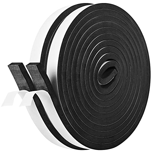 Image of Kikerike Self Adhesive Foam Tape Weatherstrip 1In x 3 /8In x 33Ft High Density Foam Insulation Strips Seal Weather Stripping with Strong Adhesive for Door and Window Sound Isolation Soundproofing