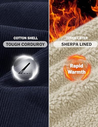 Image of MAGCOMSEN Men's Corduroy Jacket Winter Sherpa Lined Warm Thick Trucker Cargo Coat with 5 Pockets