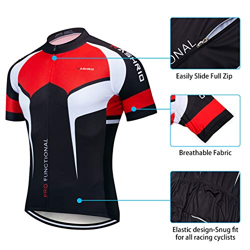 NASHRIO Men's Cycling Jersey Set Bicycle Short Sleeve Set Quick-Dry Breathable Shirt+3D Cushion Shorts Padded Pants/Bib Short - Thumbnail 2