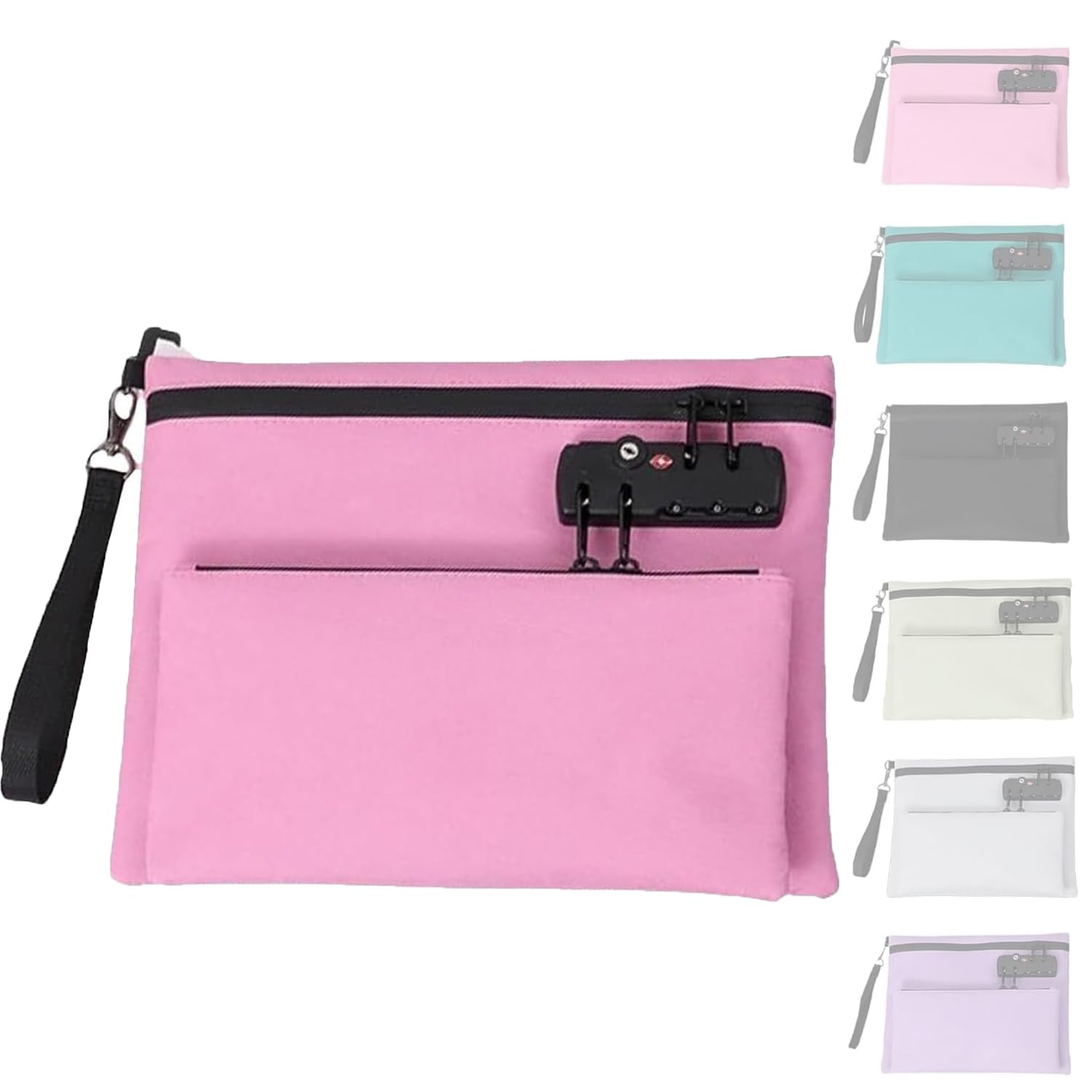 Generic2025 New Travel Lock Bag, Cash Pouch, Travel Luggage Lock, Double Layer Anti-Theft Handbag With 3-Digit Code, TravelLock Bags for Personal Items Backpacks, Gym Bags More (Pink)