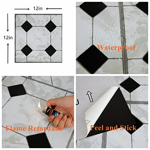Peel And Stick Floor Tile, Waterproof And Durable Marble Vinyl Flooring For Bathroom Kitchen, 12 By 12In, 10 Pcs #TOP6
