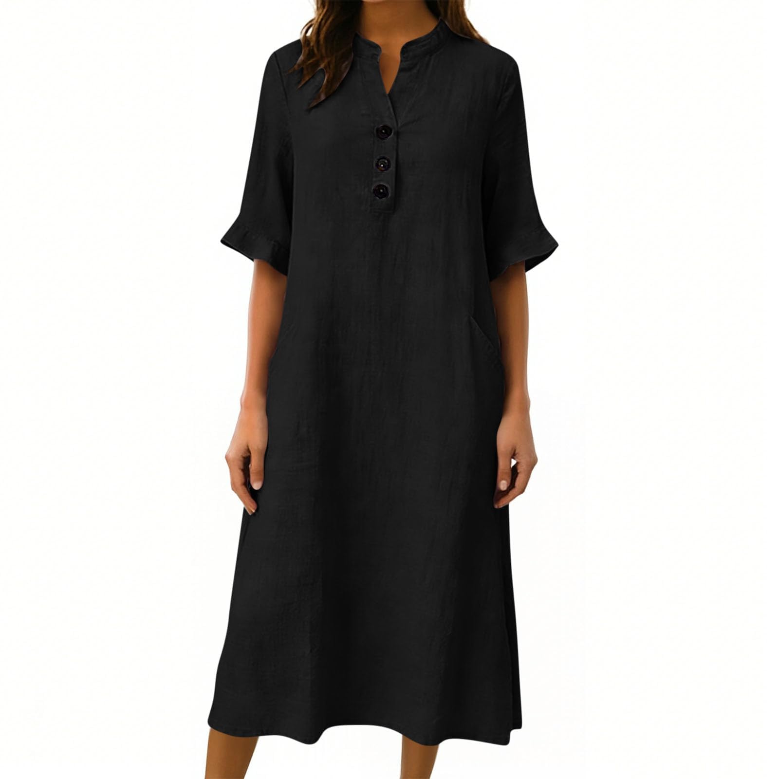 Letnie Sukienki Damskie Letnie Sukienki Damskie Długie Podróże Dekolt W Szpic Naturalna Lniana Klasyczna Relax Sukienka Imprezowa Kobiety Elegancka Sukienka Elastyczna Zimna Tkanina