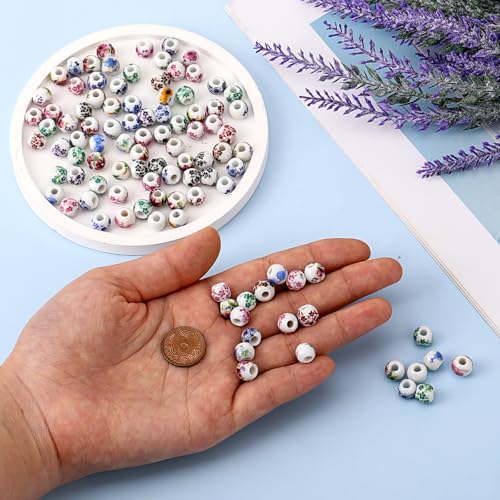 Cuentas de cerámica redondas para hacer joyas y manualidades con abalorios de porcelana de 8 mm 6