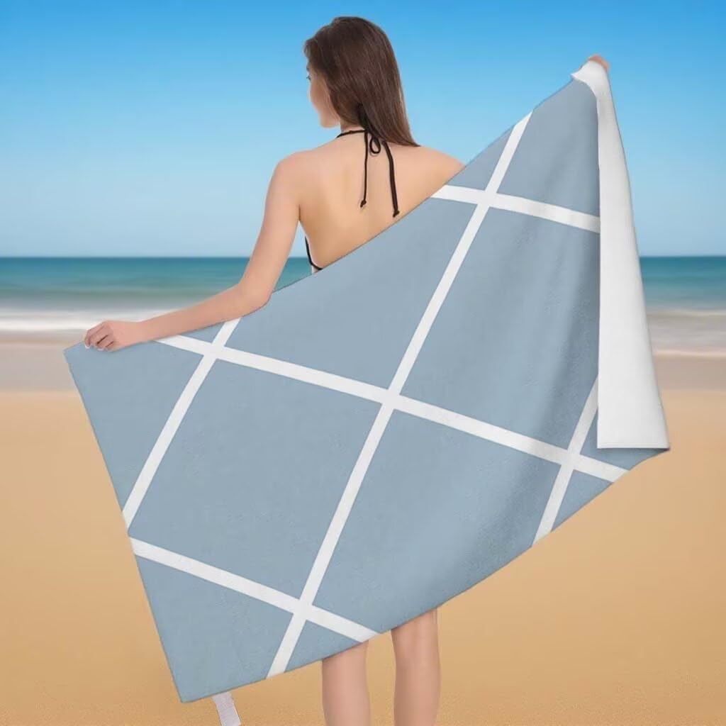 Telo Mare XXL 220x100cm/35x70cm, 2 Set Telo Mare Microfibra Semplicità Asciugamano Palestra Uomo, Antisabbia, Leggero, Asciugatura Rapida, Teli da Spiaggia Grandi Accessori per Camping Natation J-88