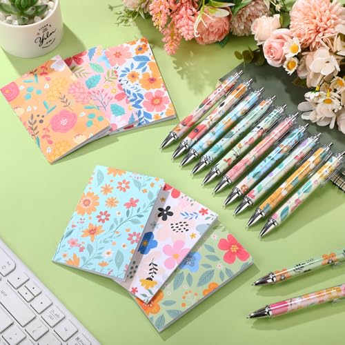 Motiskyy 24 Pcs Cute Floral Pen Notebook Set, Ballpoint Notepads - Image 4