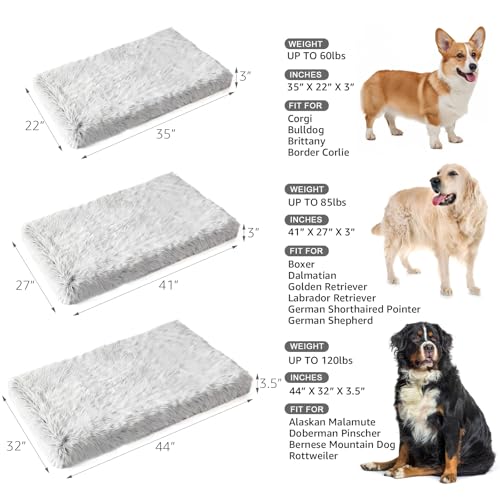 Image of Orthopedic Memory Foam Dog Bed Large Size Crate Pad 41 x 27 Inch Gray