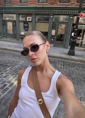 Image of boten Retro Oval Sunglasses for Women 90s Small Gold Frame Sun Glasses Lightweight Cute Chic Sunnies