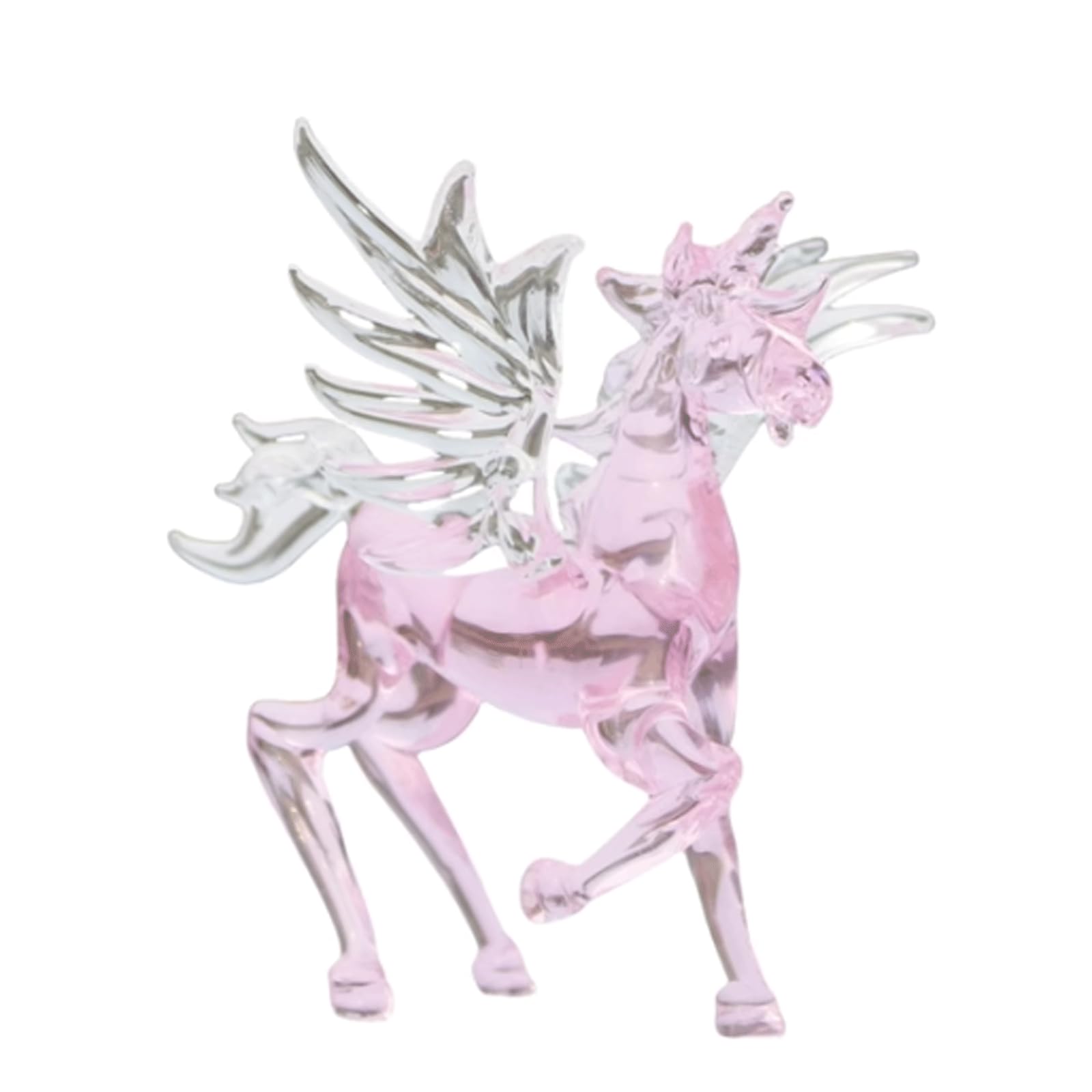 esmen Escultura de Vidrio soplado Pintada a Mano, Adornos de Vidrio cocido a Mano, Adornos de Caballo Rosa, Adorno de Cristal de Escritorio Figuras