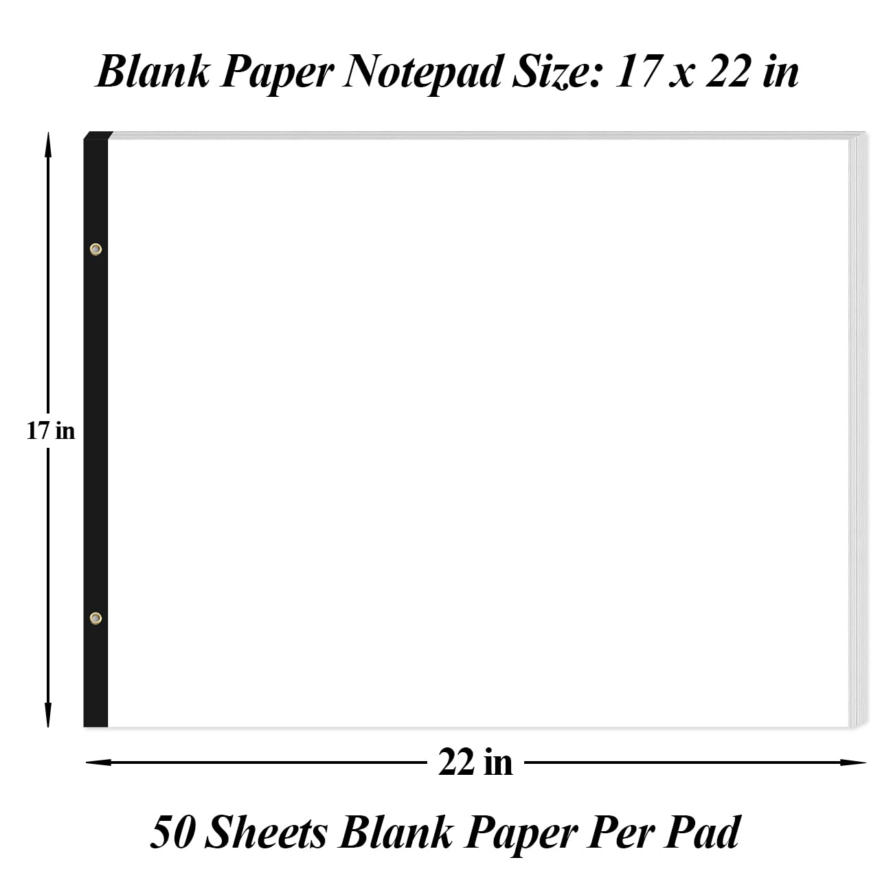Blocco note grande in carta bianca, 55,9 x 43,2 cm, 50 fogli/100 pagine