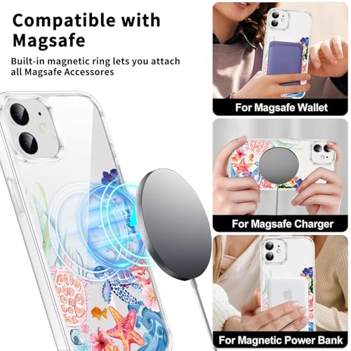 Coque iPhone 11 antichoc transparente motif tortue florale compatible MagSafe - 3