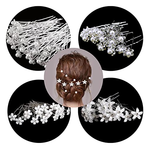 20 Pezzi Sposa Forcine Capelli Accessori strass per donna, a forma di fiore Matrimonio Nuziale Copricapo Fermagli di Cristalli punti luce mollette di U