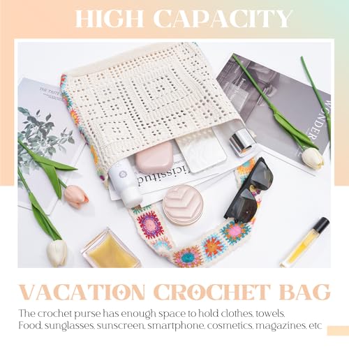 Crochet Beach Tote Bag Summer Vacation Hobo Tote Knit Bags for Women Mesh Woven Travel Crochet Purse Aesthetic Bag4