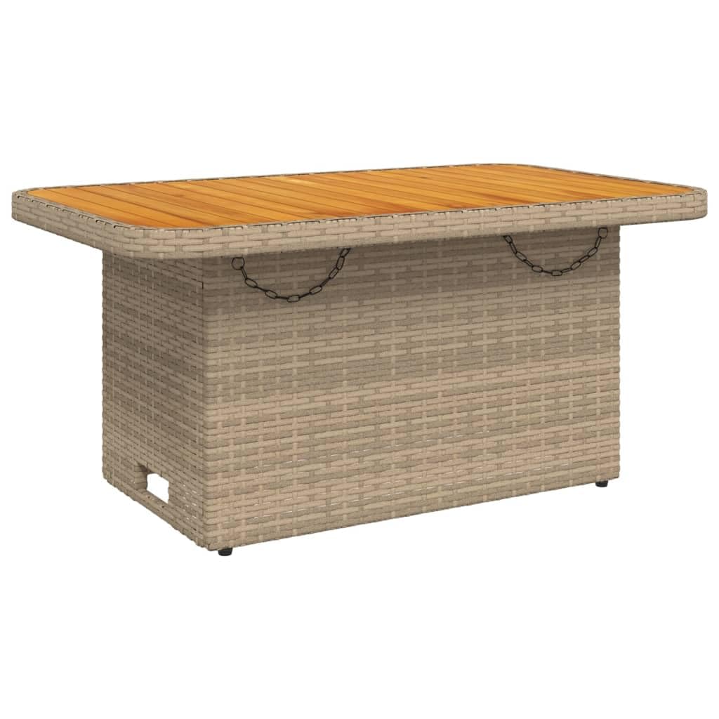 vidaXL Mesa de Jardín, Mesita de Centro, Mesa Auxiliar de Exterior, Mesa para Patio Terraza, Ratán Sintético Madera Maciza de Acacia Beige